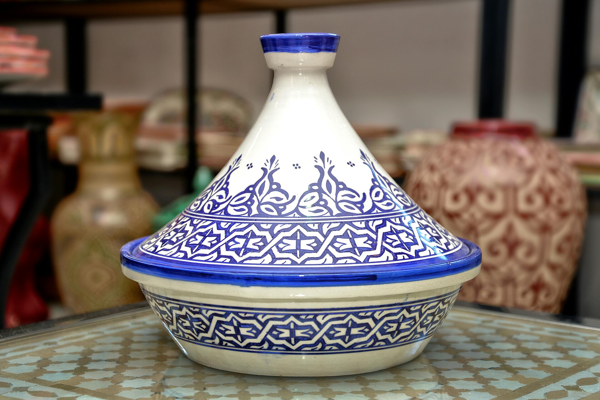 Traditional Moroccan tagine vessel, shown as culinary context